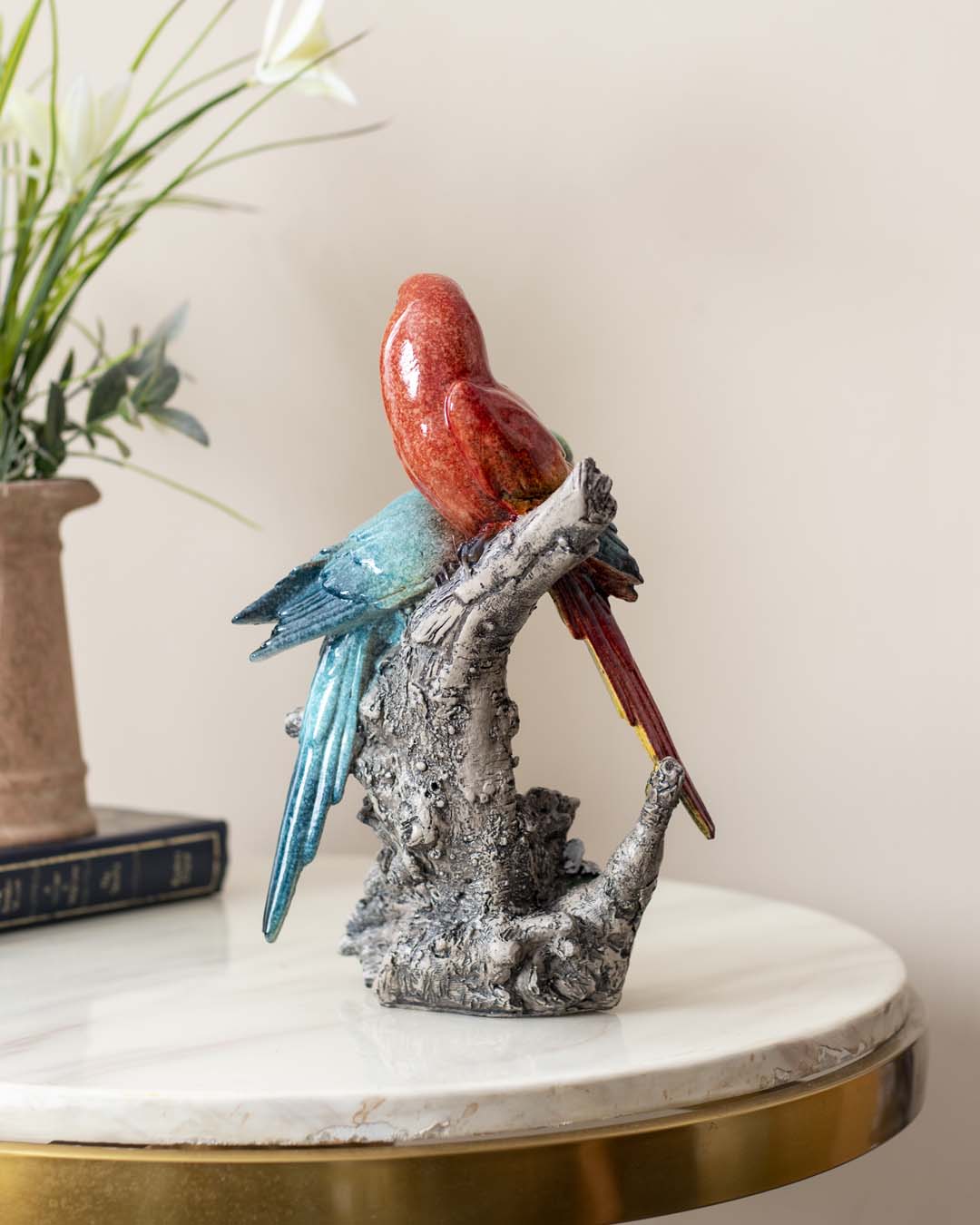 Elegant Parrot Figurine – Tabletop Accent, Balcony Decoration, Gift | Ceramic (Pair)