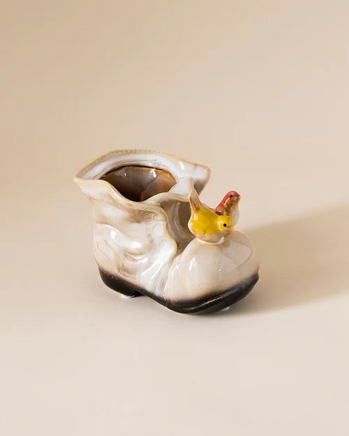 Birds on a Boot Ceramic Decorative | Off White