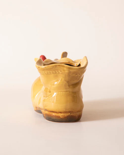 Birds on a Boot Ceramic Decorative | Yellow