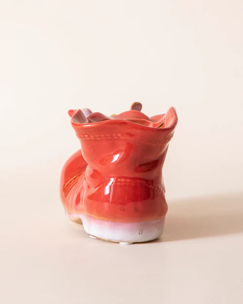 Birds on a Boot Ceramic Decorative multipurpose Pot | Red