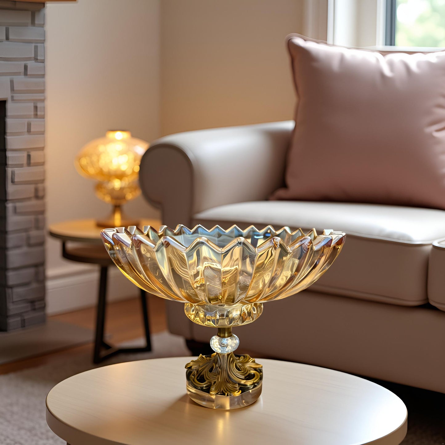Opulent Glass Cut Bowl for Living Room Styling & Decoration