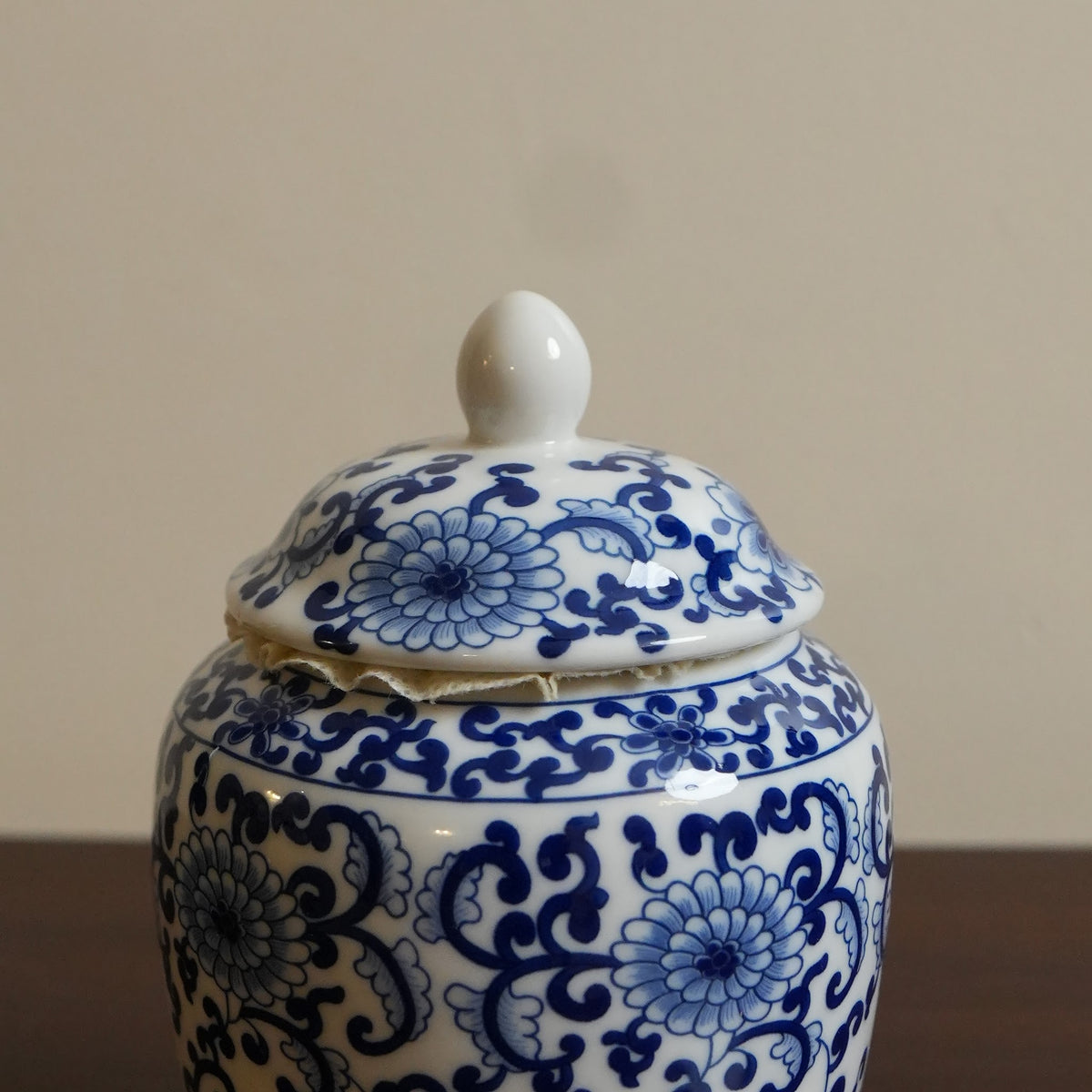 Blue Chrysanthemum Scroll Ceramic Lidded Jar