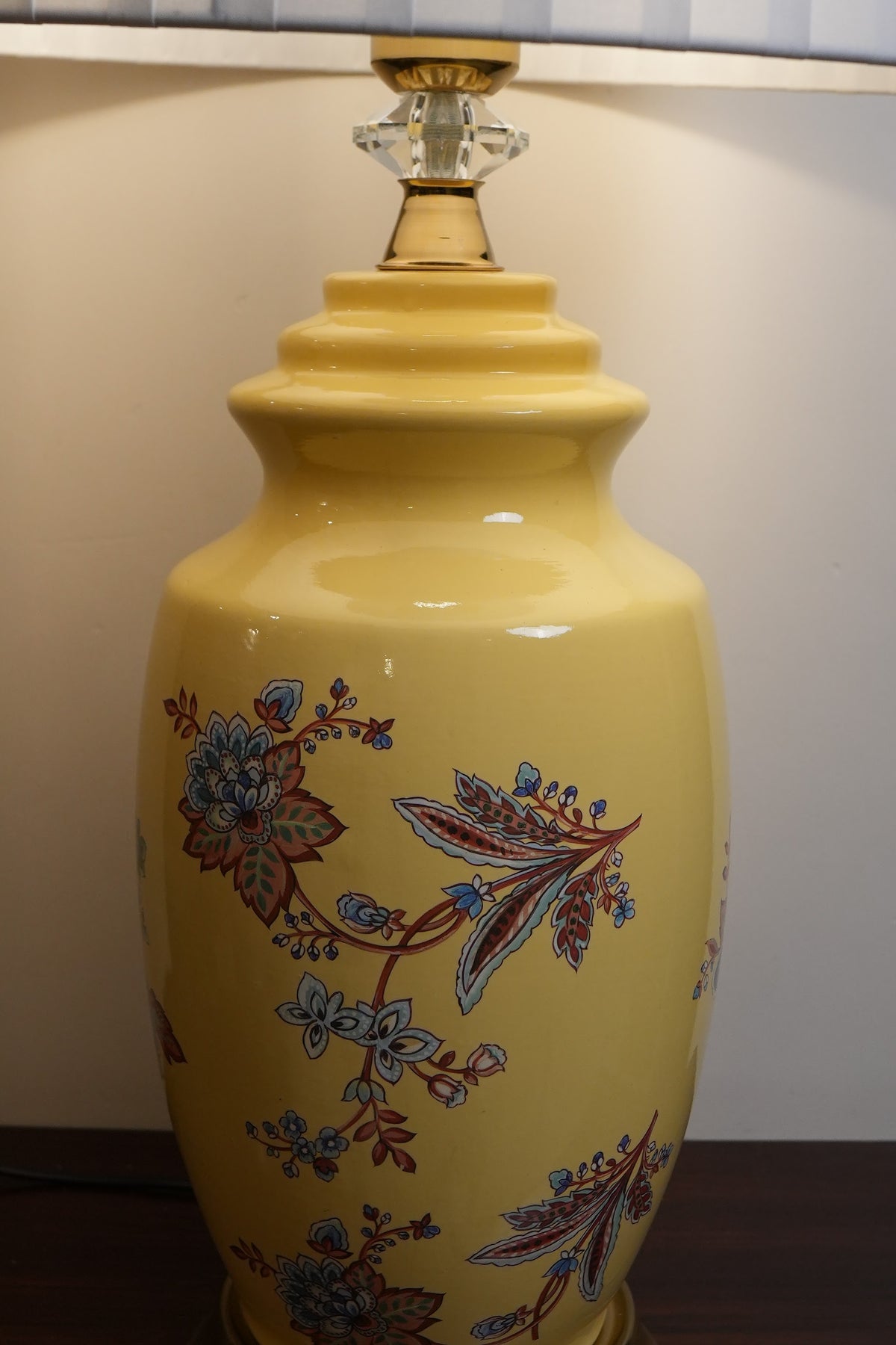 Yellow Paisley Floral Ceramic Table Lamp