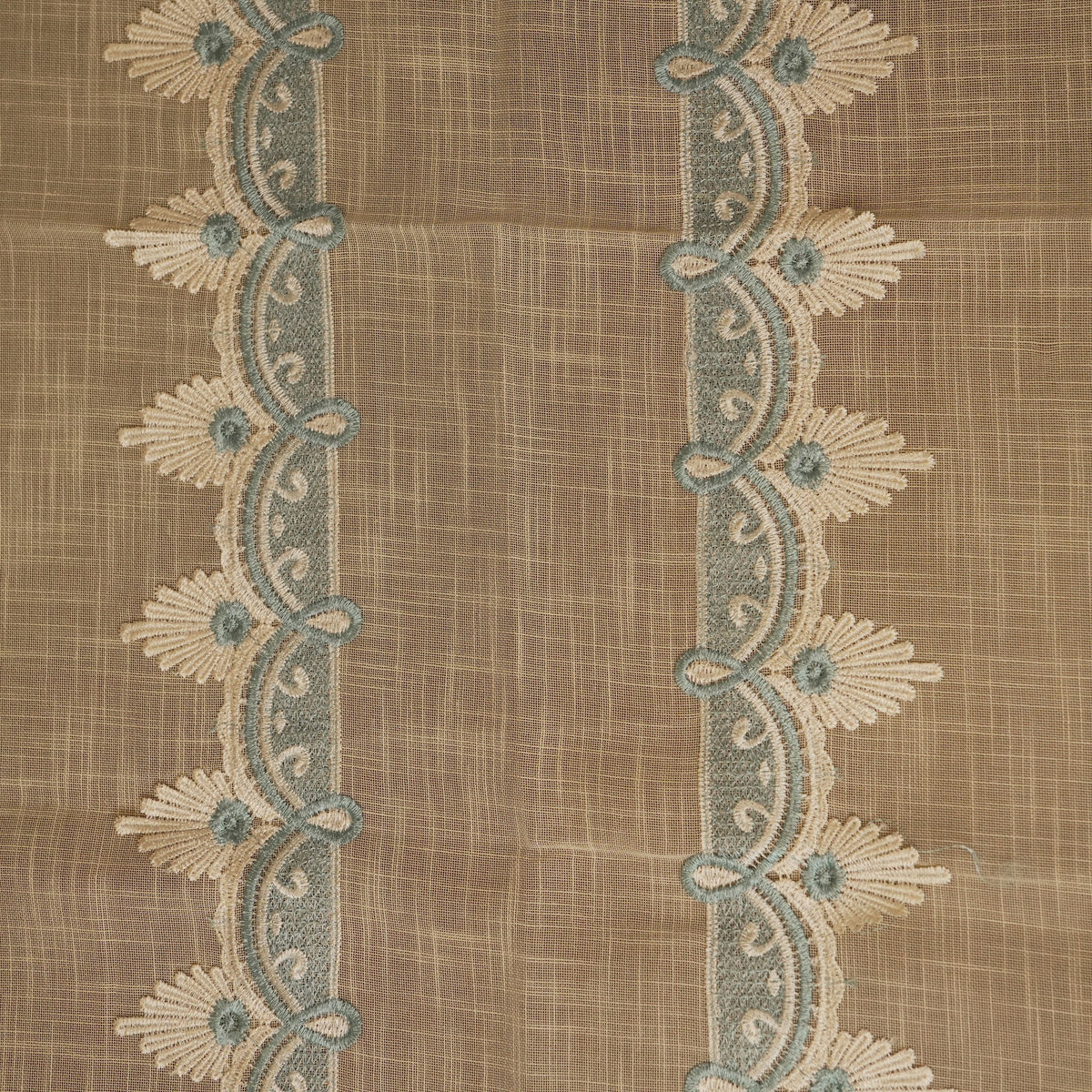 Top view of the aqua lace centre panel