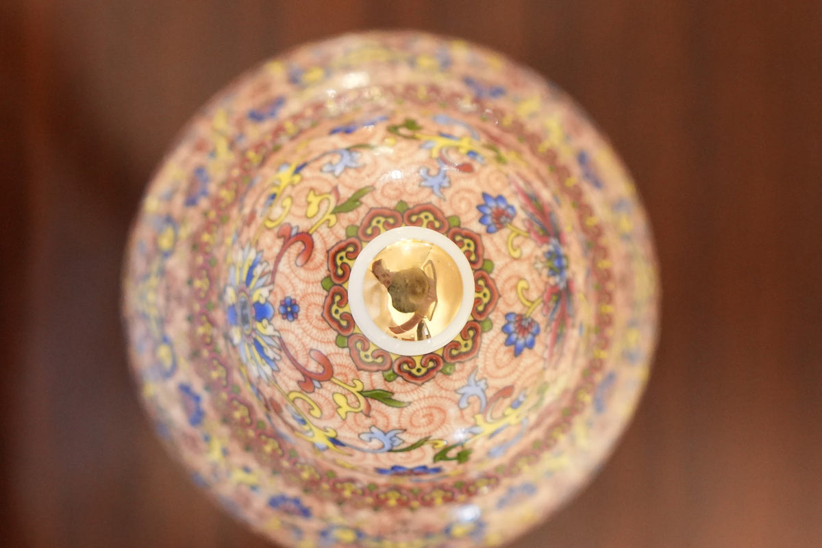Coral Floral Scroll Ceramic Ginger Jar