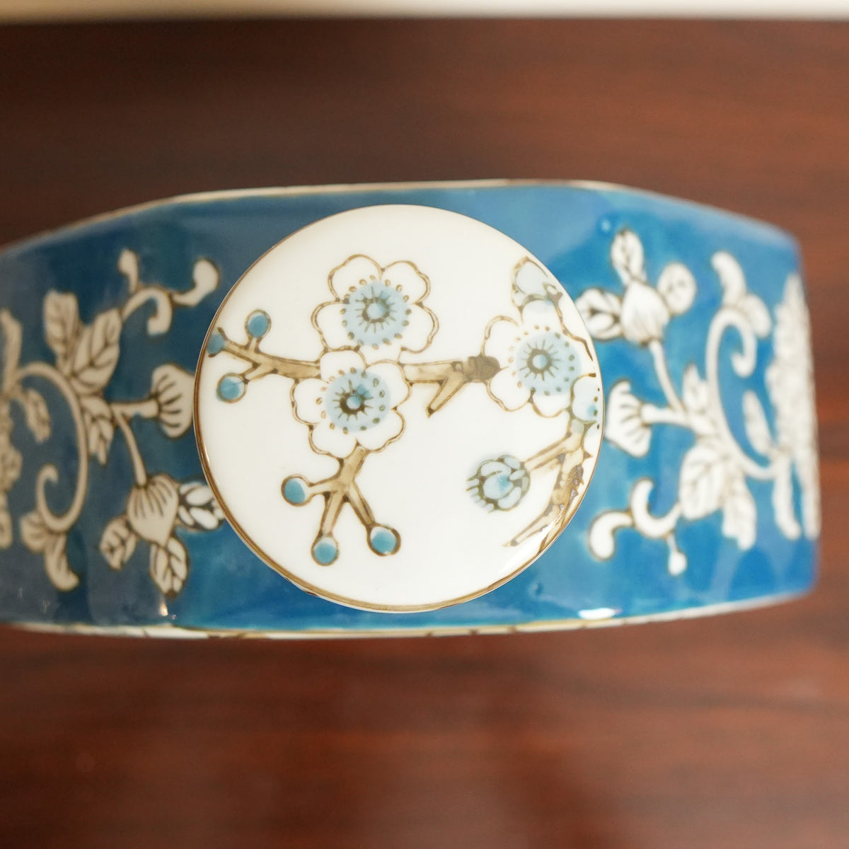 Bluebird & Blossom Tree Ceramic Octagonal Flask Vase