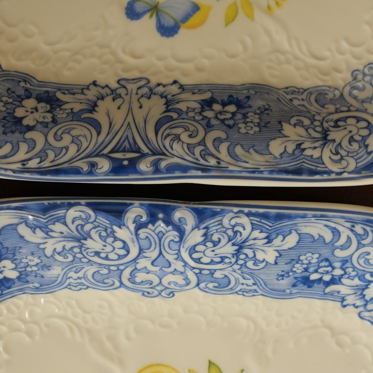 Sorrento Blue Lemon Ceramic Square Platter (Set of 2)