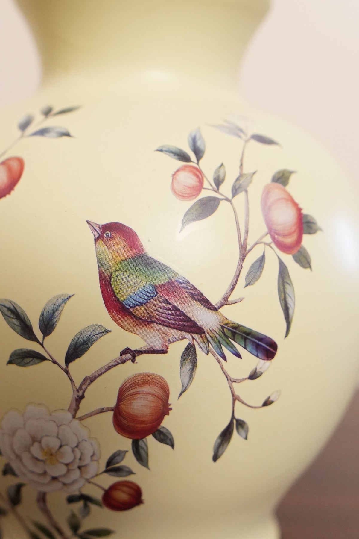 Cream Pomegranate & Bird Classic Ceramic Vase