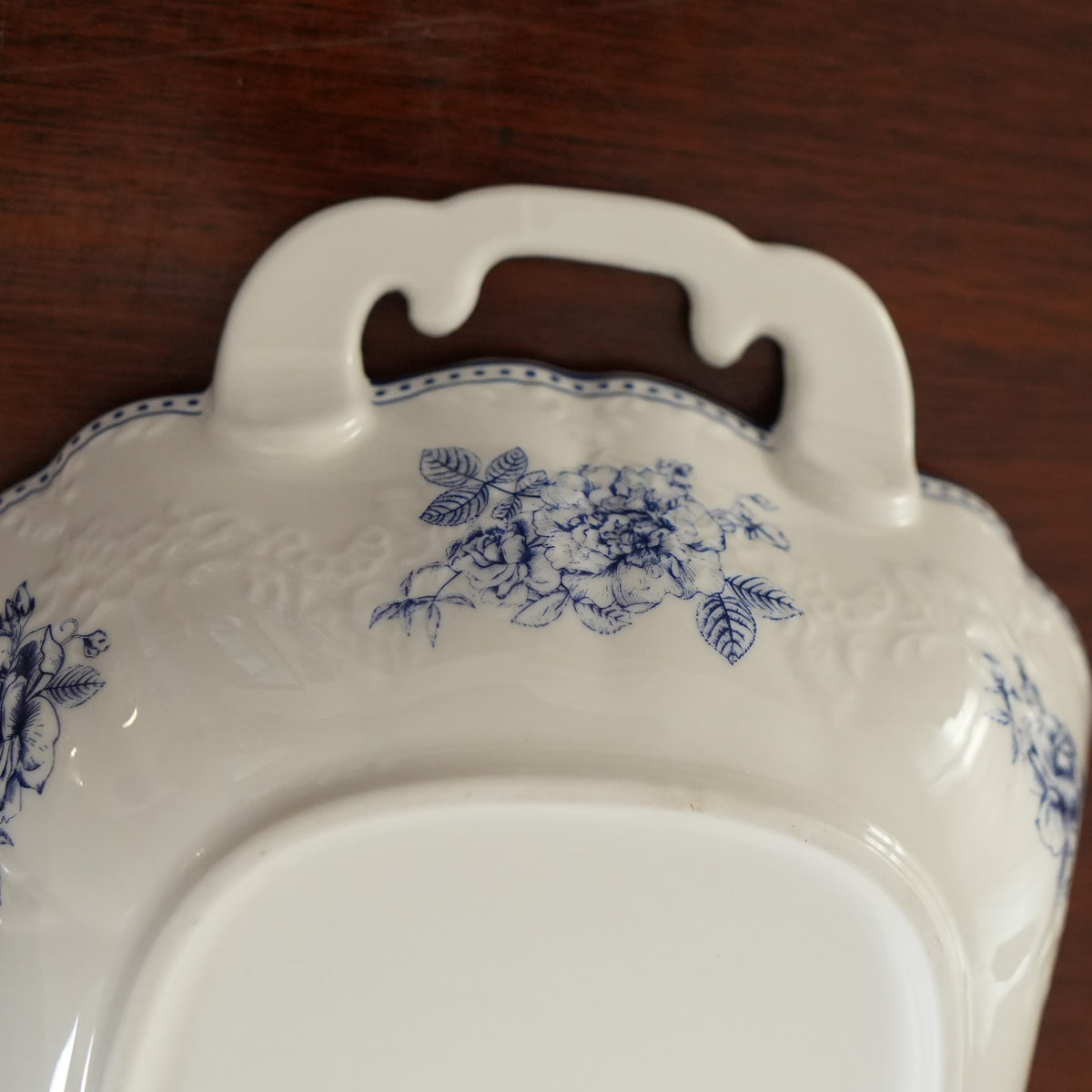 Delft Rose Ceramic Rectangular Serving Dish with Handles