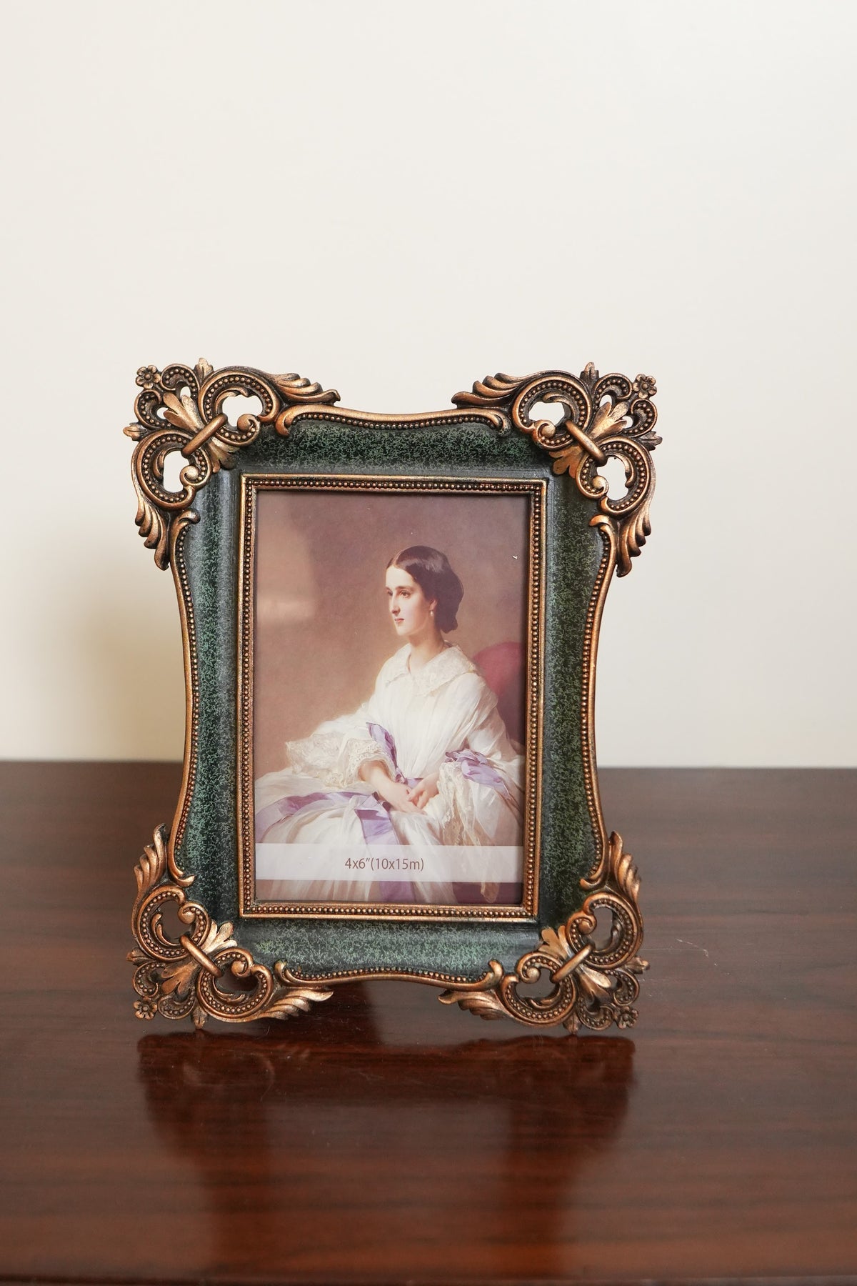 Antique Bronze & Green Baroque Photo Frame