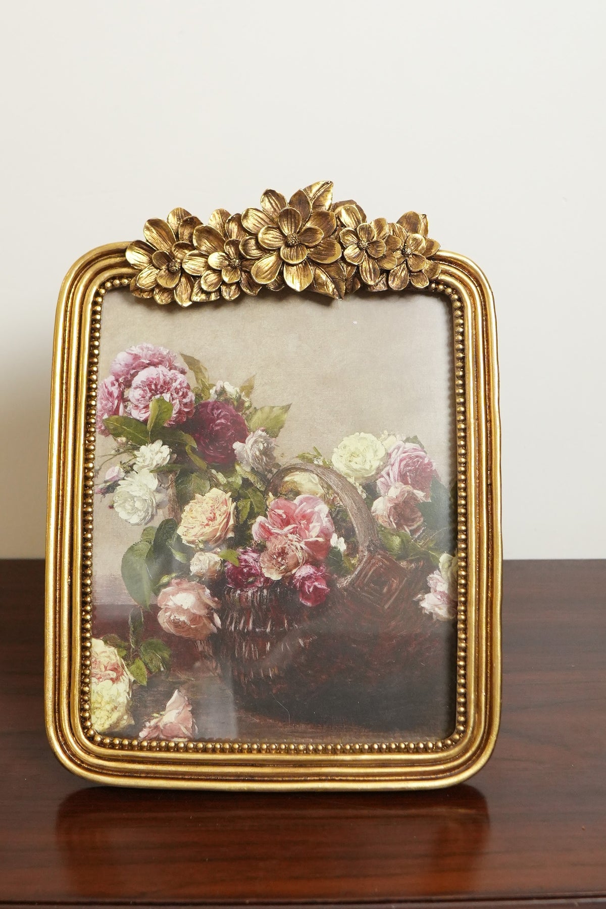 Gold Floral Crest Photo Frame