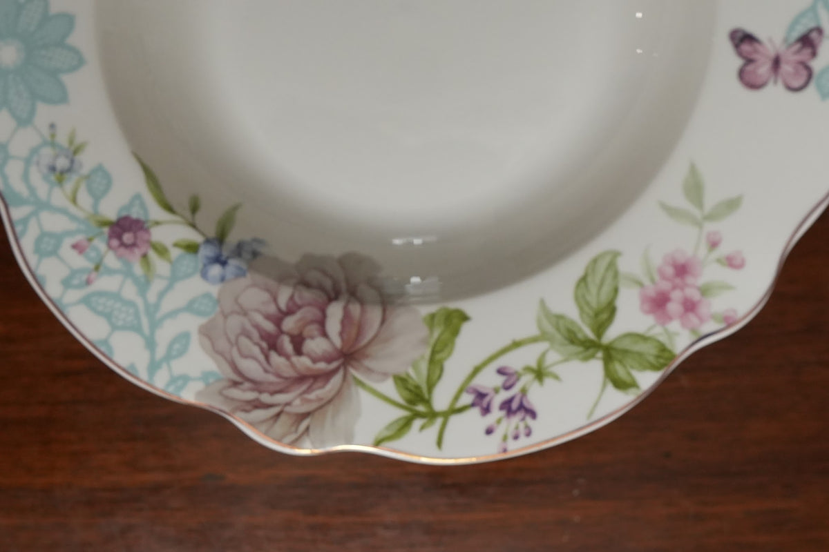 Aqua Peony Ceramic Salad Plate Set of 2