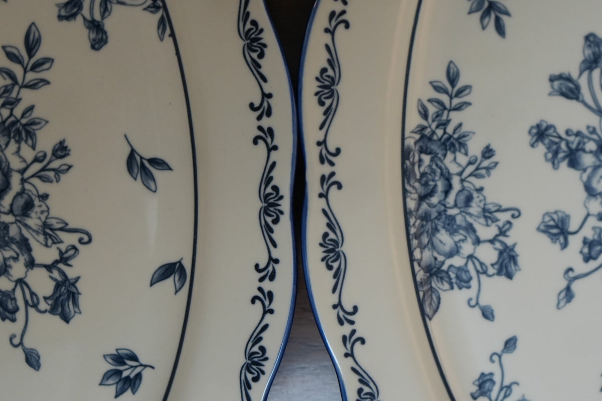Indigo Rose Ceramic Oval Serving Platter Set of 2