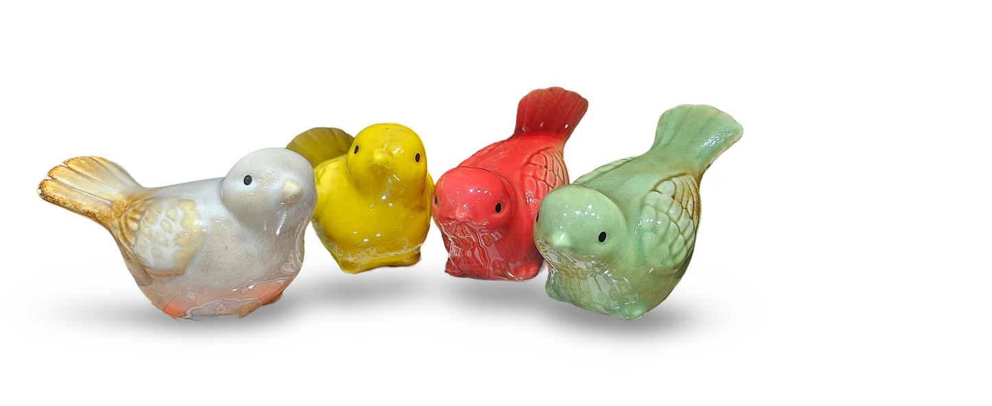 Chirpy Charm - Ceramic Bird Figurine Collection 4 Pieces
