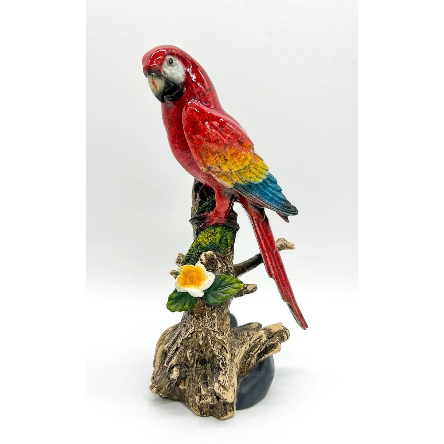 Elegant Parrot Figurine on Branch – Tabletop Accent (small)