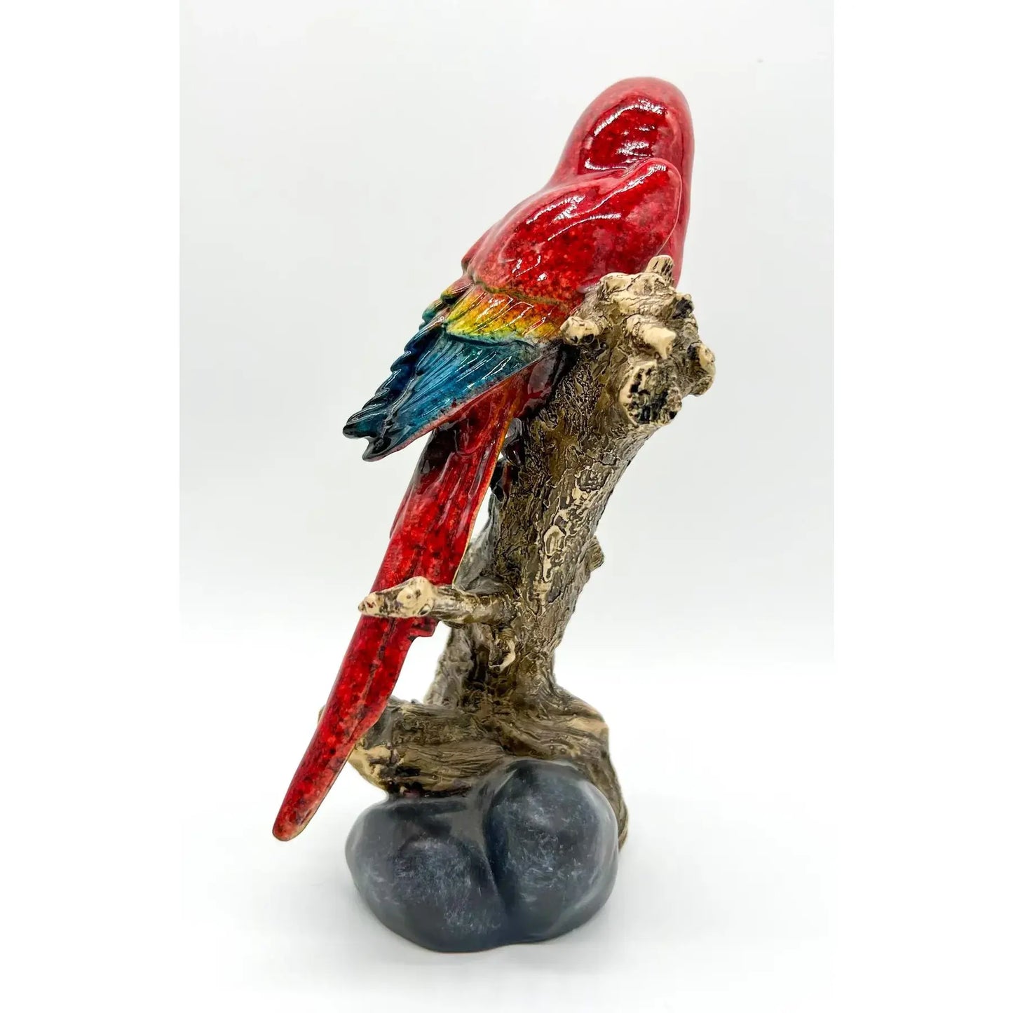 Elegant Parrot Figurine on Branch – Tabletop Accent (small)