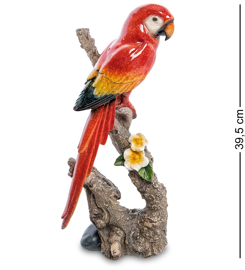 Elegant Parrot Figurine on Branch – Tabletop Accent (Large)