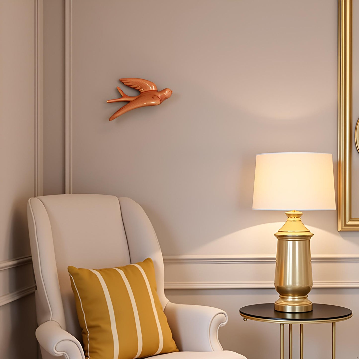 Elegant Pink Bird Wall Décor towards Right Direction - Single piece