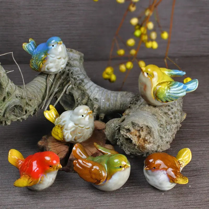 Ceramic Song birds, Set of 6 Big