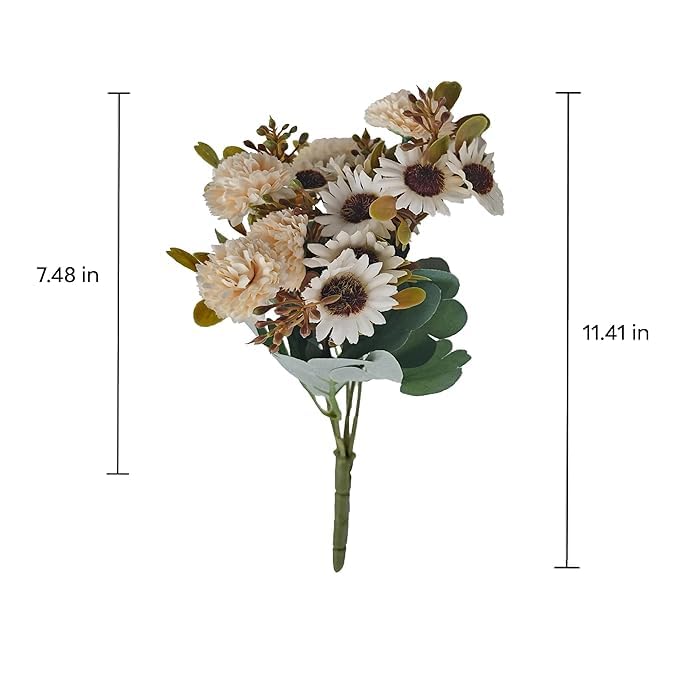Daisy Bloom Peach Artificial Flower Bunch (Set of 2)