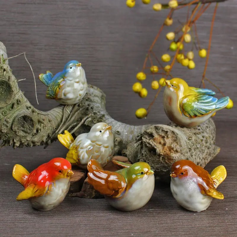 Ceramic Song birds, Set of 6 Big