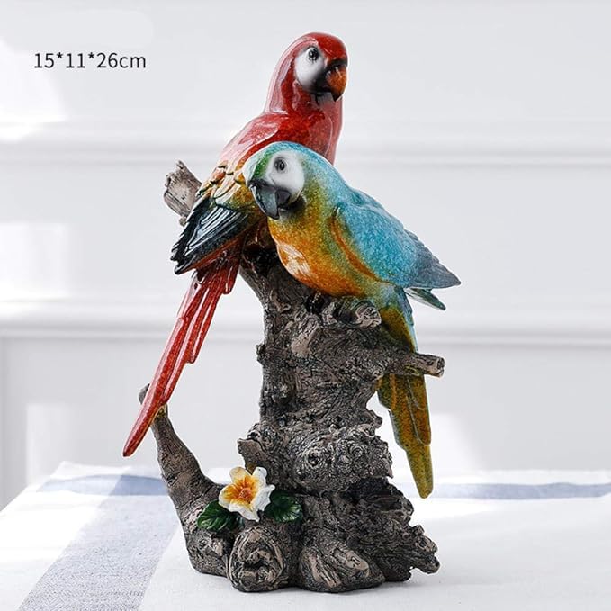 Elegant Parrot Figurine – Tabletop Accent, Balcony Decoration, Gift | Ceramic (Pair)