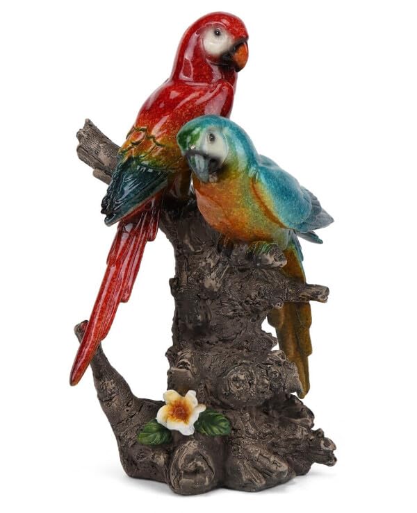 Elegant Parrot Figurine – Tabletop Accent, Balcony Decoration, Gift | Ceramic (Pair)