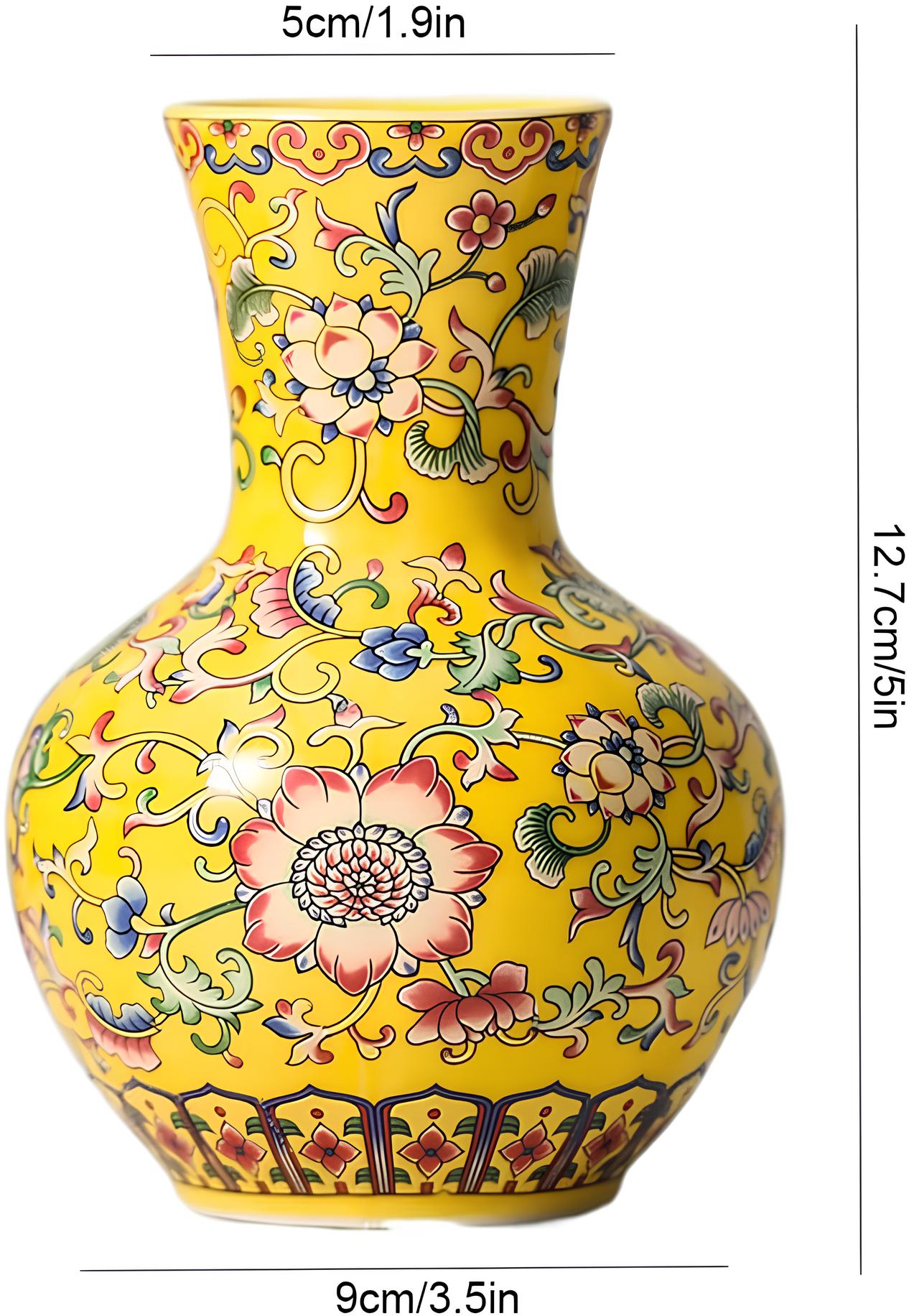 Imperial Elegance : Yellow Decorative vase (Small)