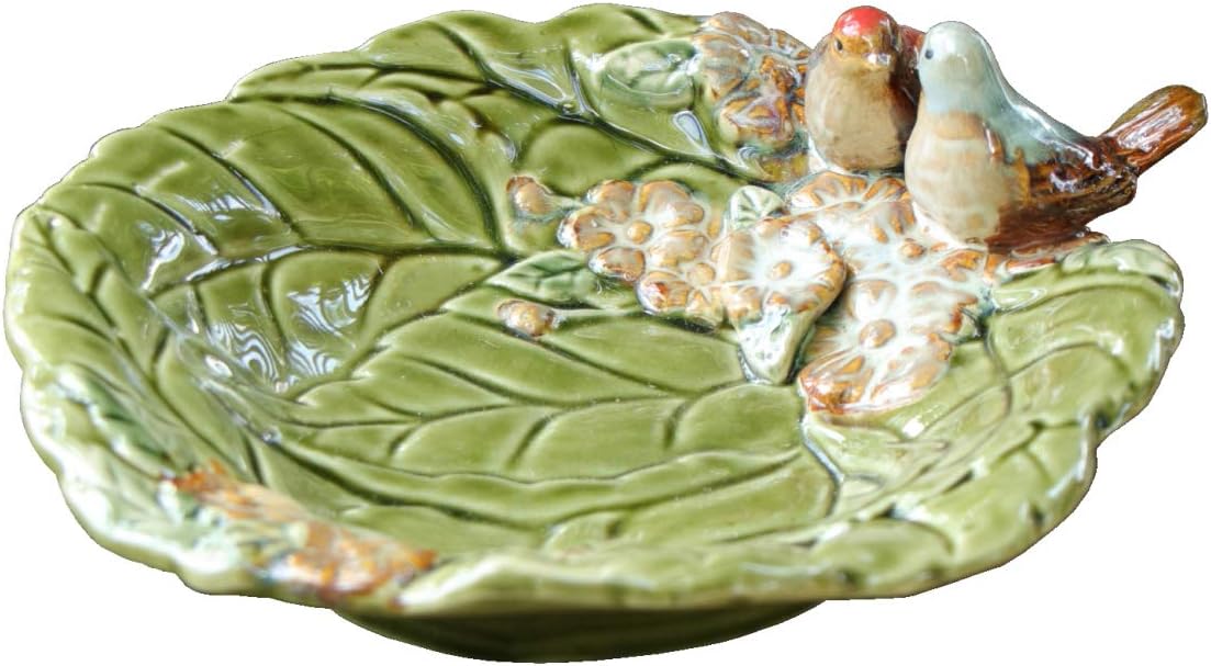 Leafy Ceramic Bird Bowl – Handcrafted Decorative Dish with Floral & Bird Detailing