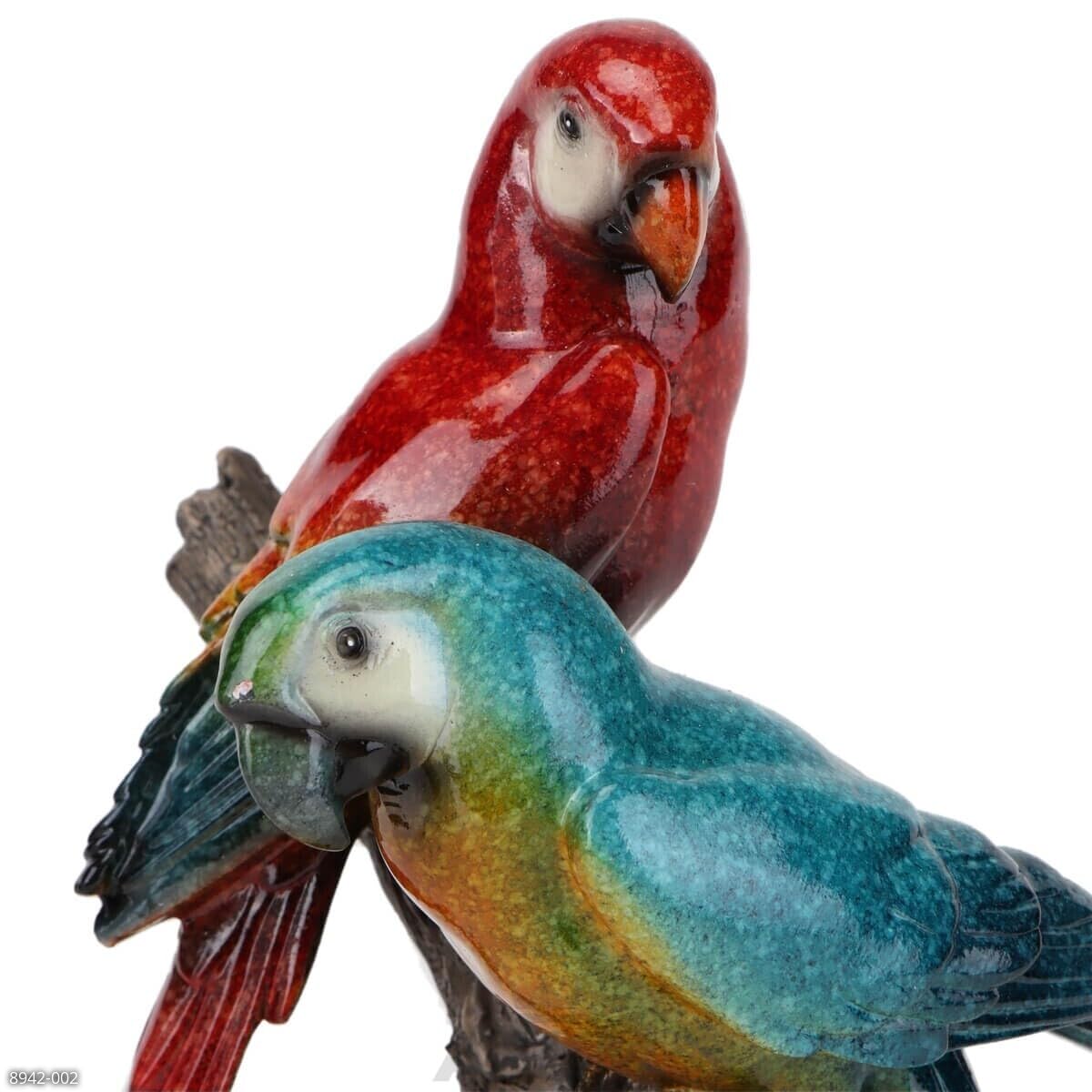 Elegant Parrot Figurine – Tabletop Accent, Balcony Decoration, Gift | Ceramic (Pair)