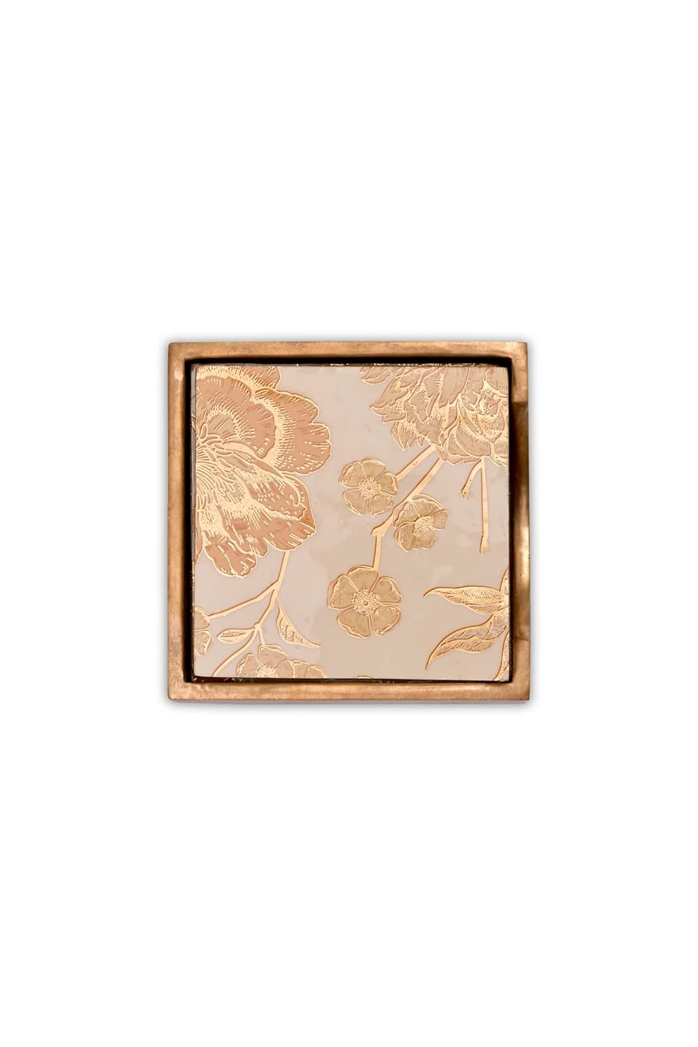Tea Coasters Set of 6 with Stand || Cream Gold