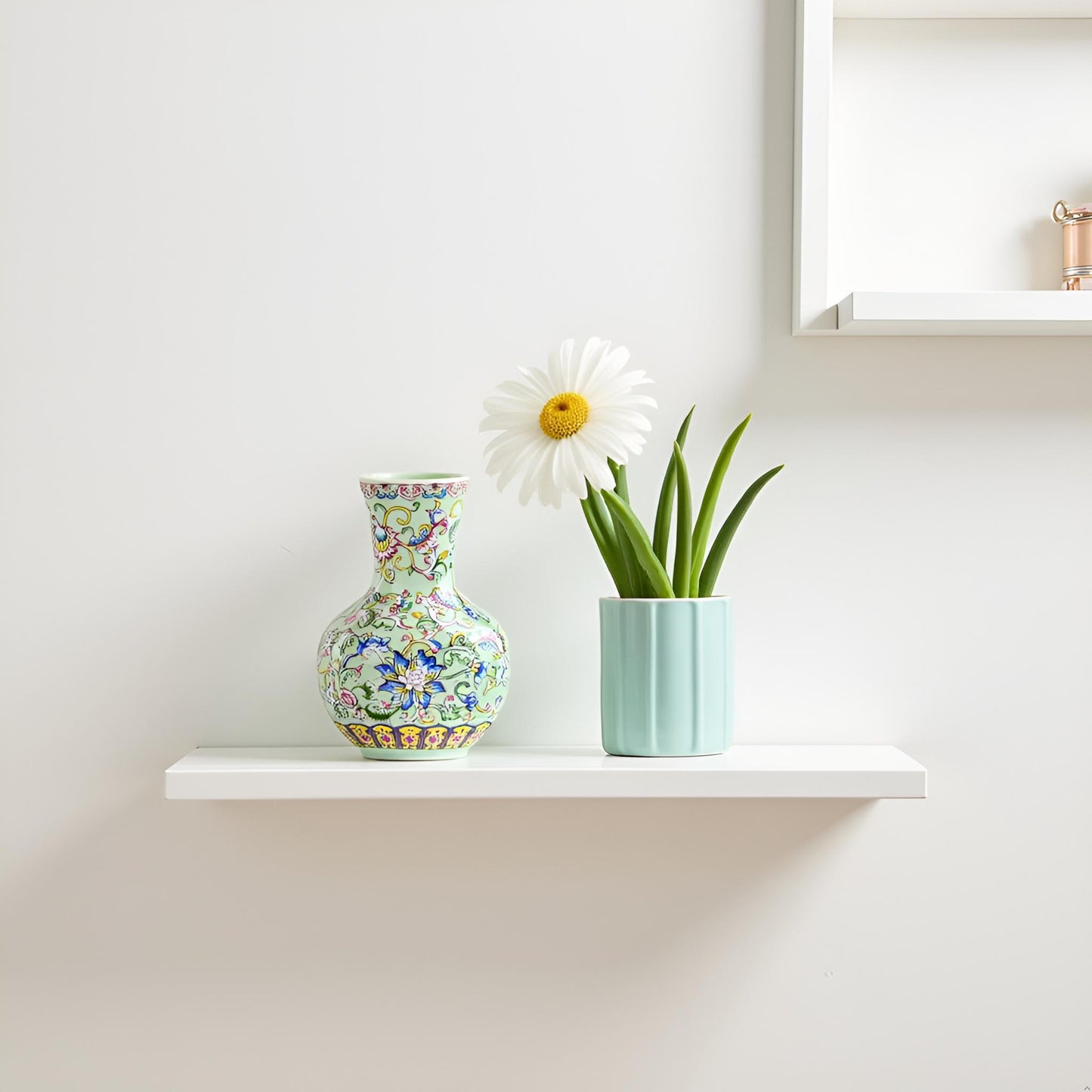 Oriental Ceramic Flower Vase with Intricate Floral Design