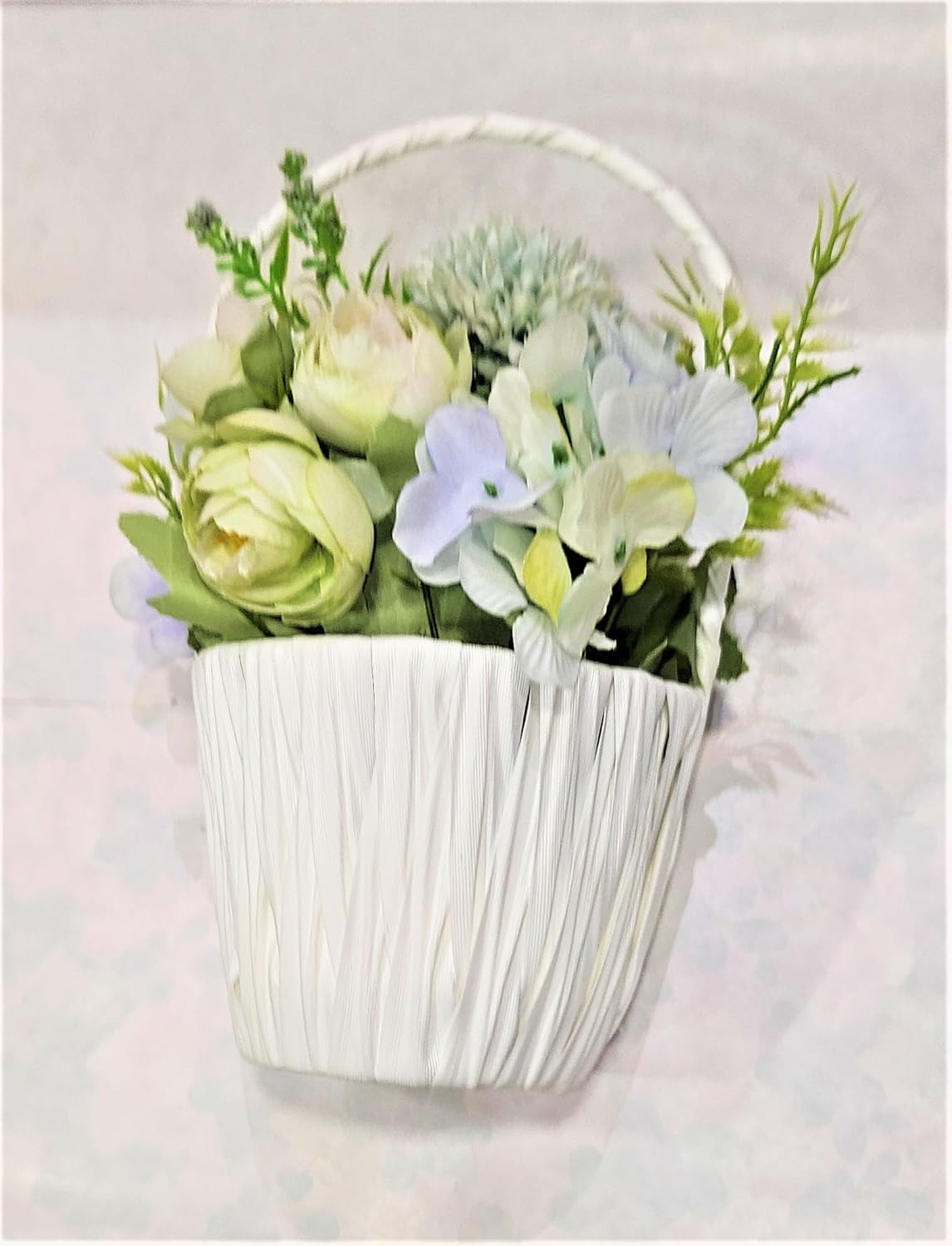 EverBloom Mint Floral Basket Artificial Flowers