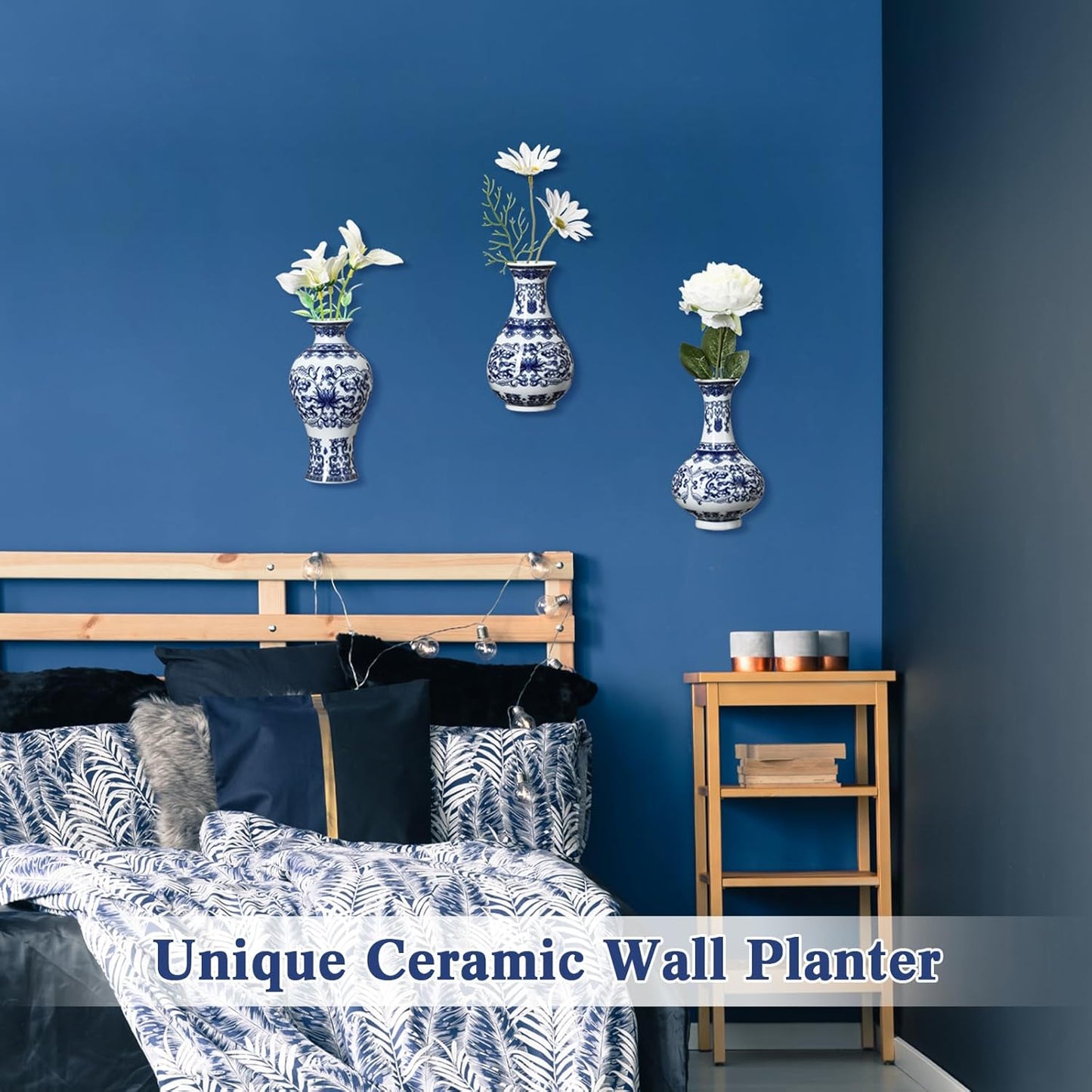 White Porcelain Wall Vase | Handmade Chinoiserie ( Set of 3)