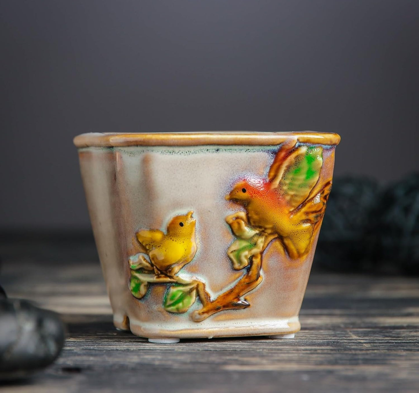 Ceramic Flowerpot Two Birds | Set of 2