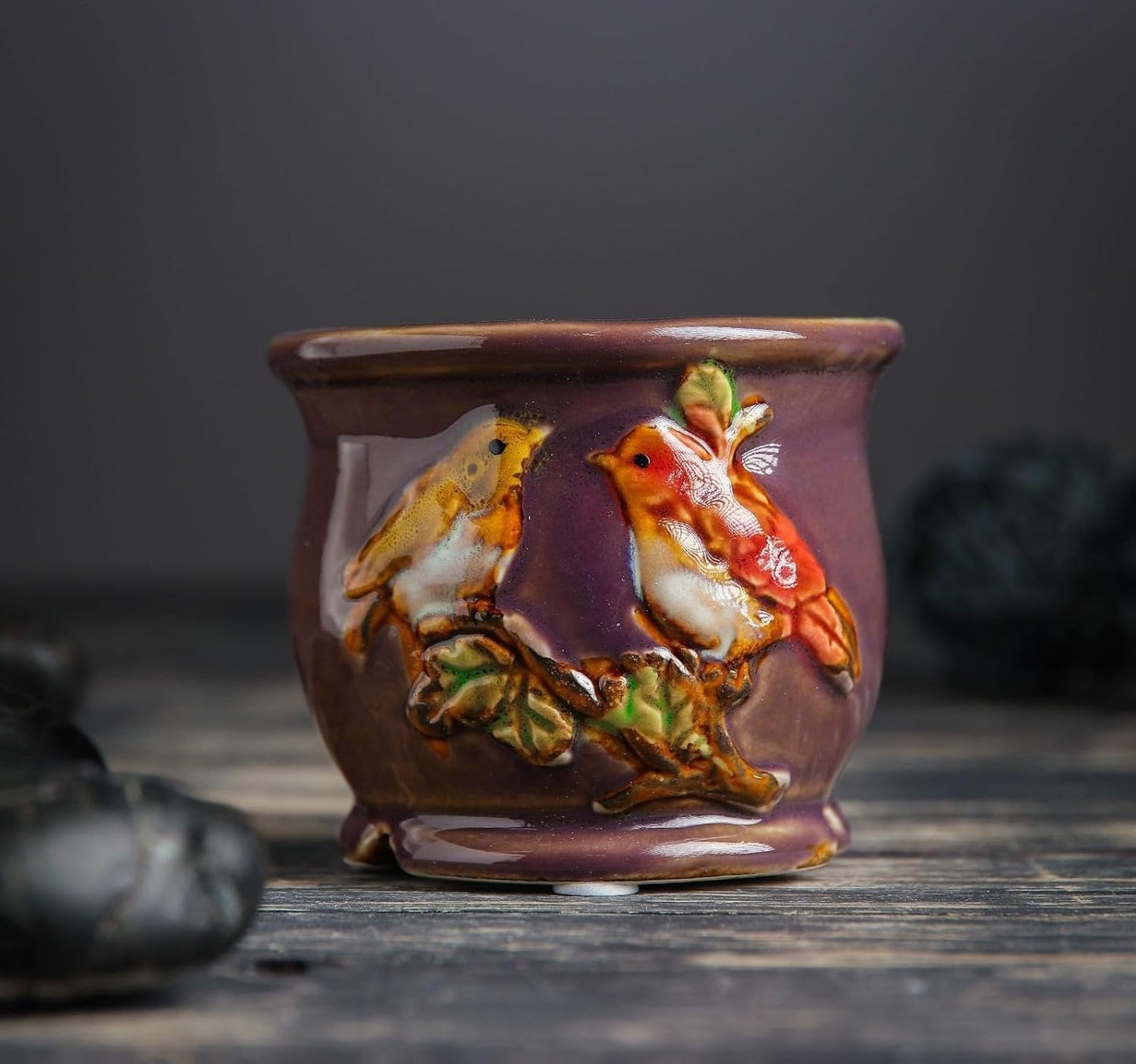 Ceramic Flowerpot Two Birds | Set of 2