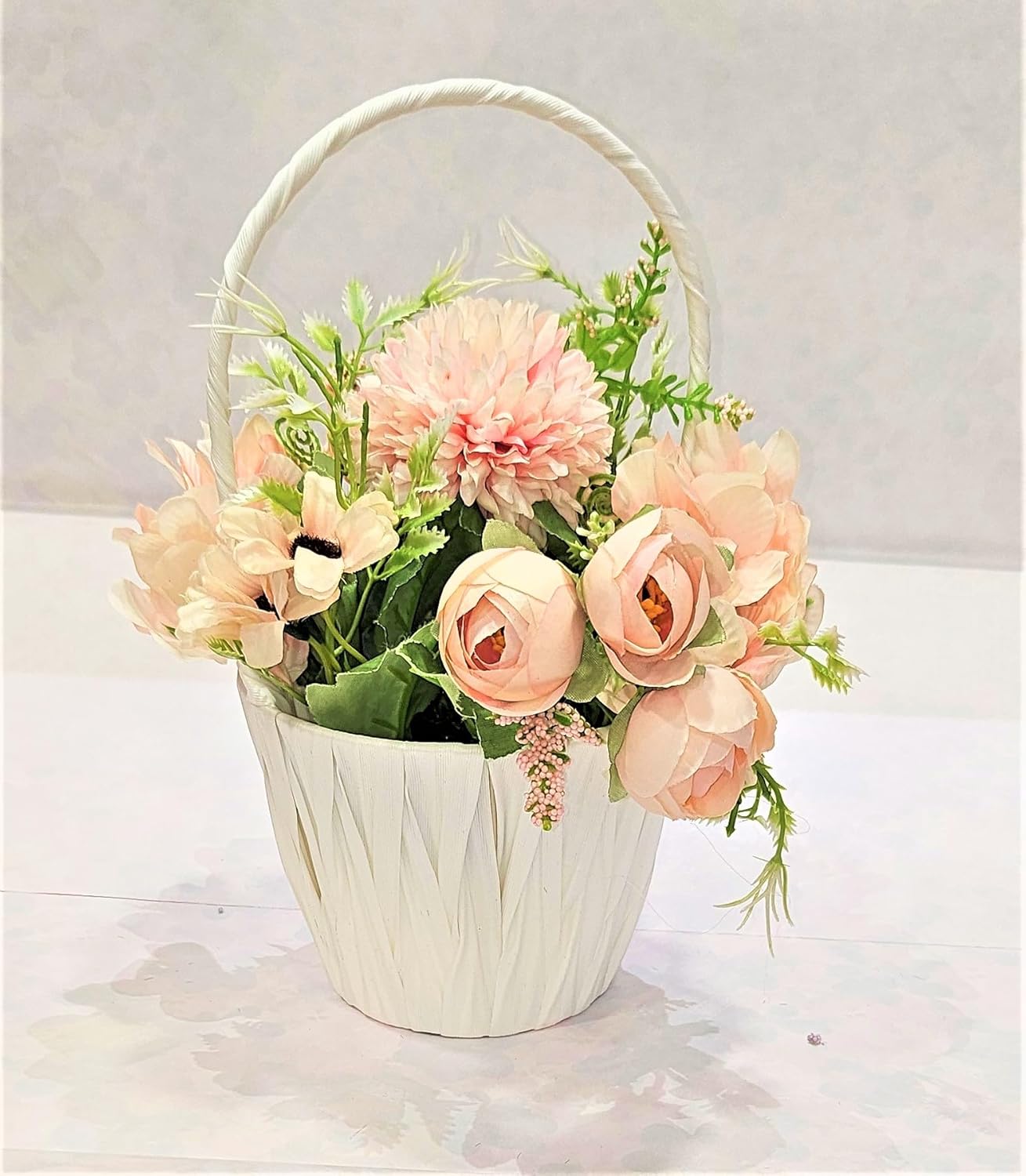 EverBloom Peach Floral Basket Artificial Flowers
