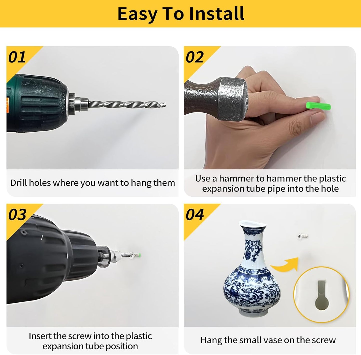 White Porcelain Wall Vase | Handmade Chinoiserie ( set of 2)