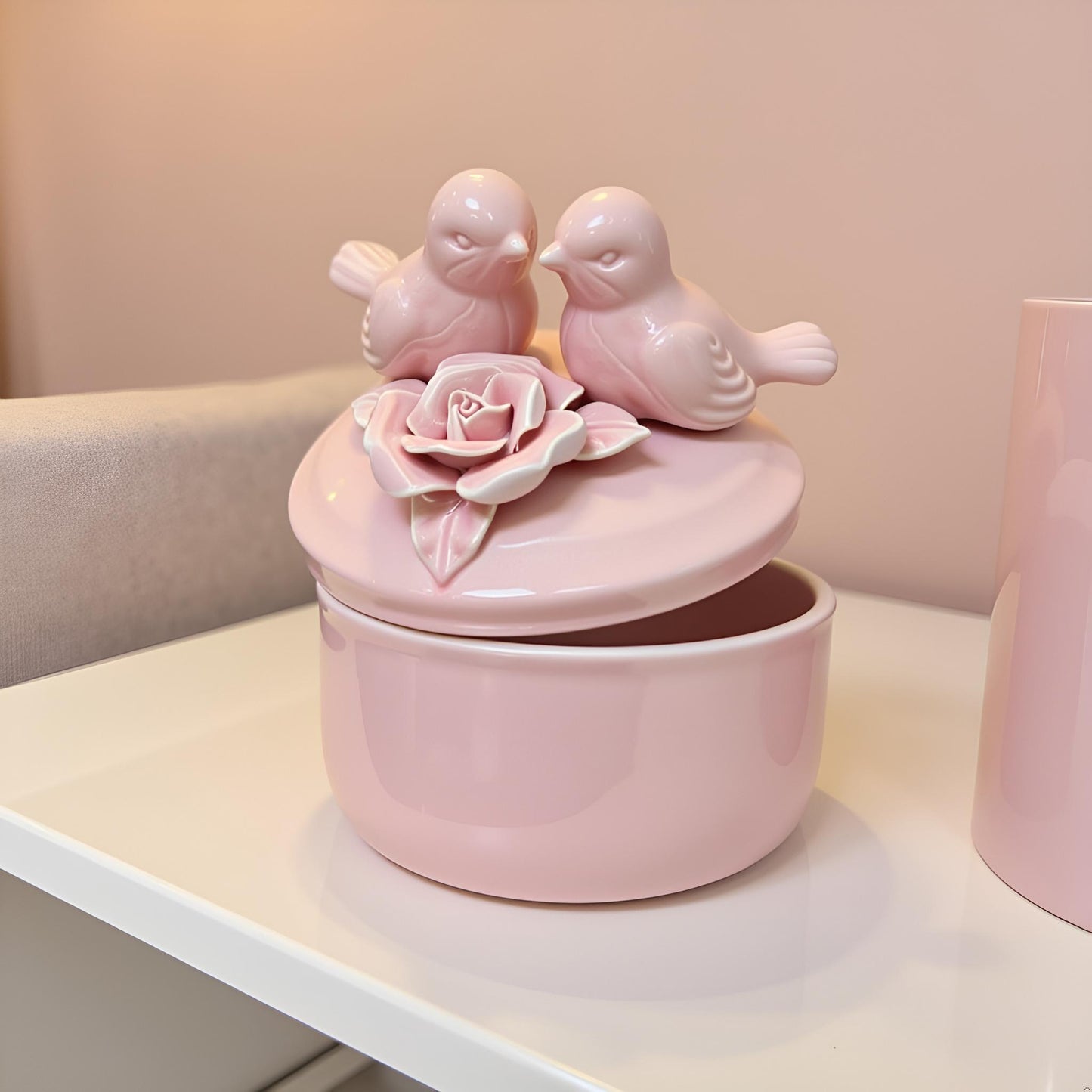 Light Pink Ceramic Trinklet Box