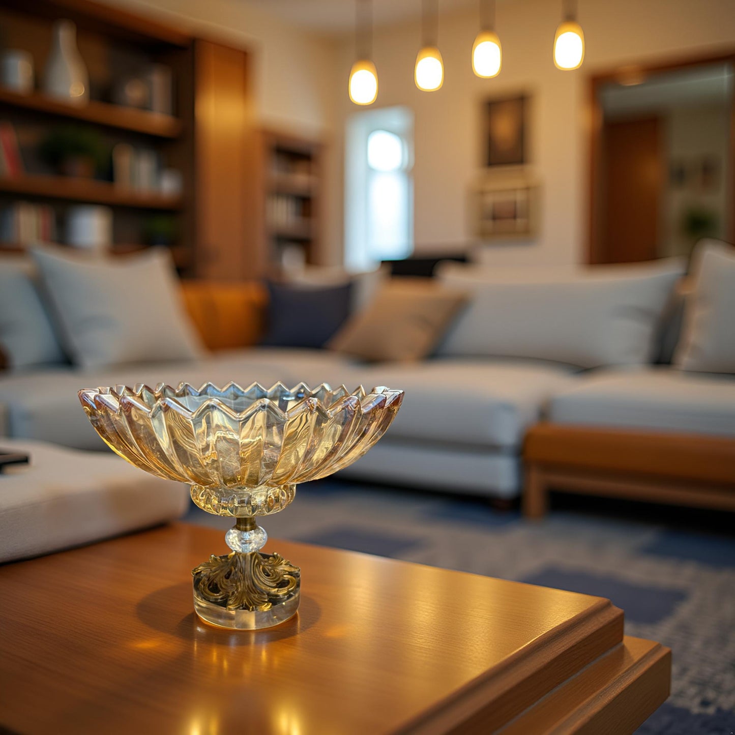 Opulent Glass Cut Bowl for Living Room Styling & Decoration