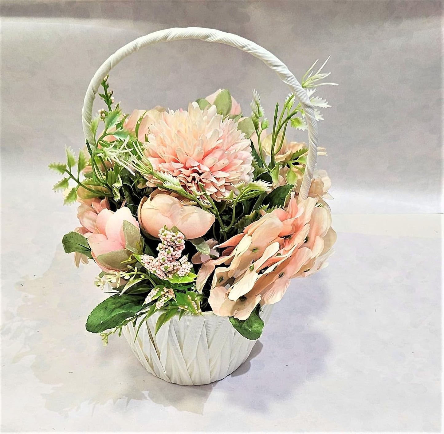 EverBloom Peach Floral Basket Artificial Flowers