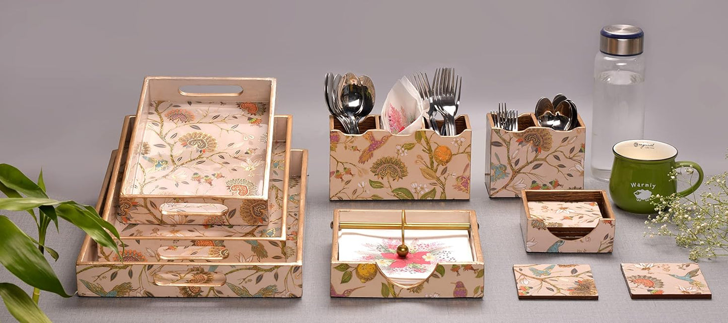 Tea Coasters Set of 6 with Stand || Indian Paisley