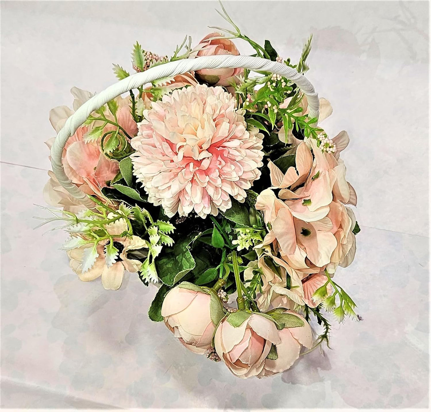 EverBloom Peach Floral Basket Artificial Flowers