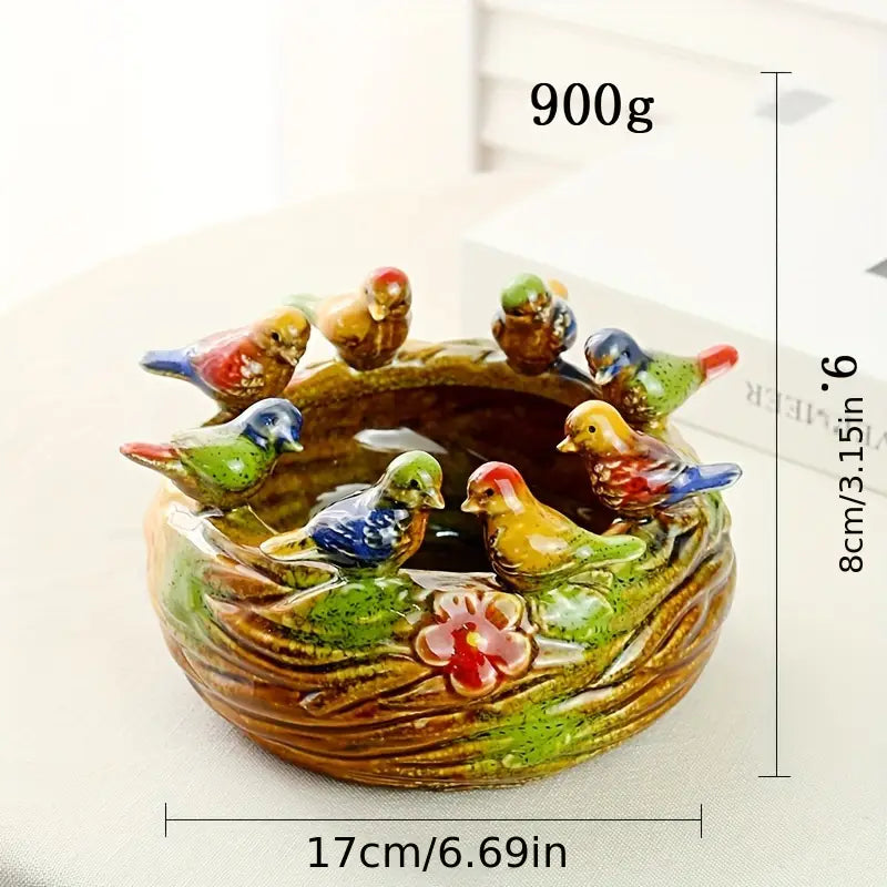 Nature-Inspired Ceramic Bird Bowl