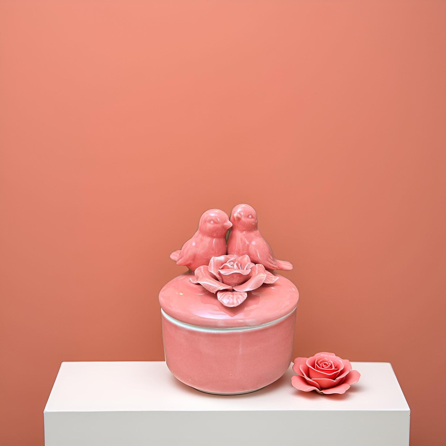 Pastel Pink Ceramic Trinklet Box