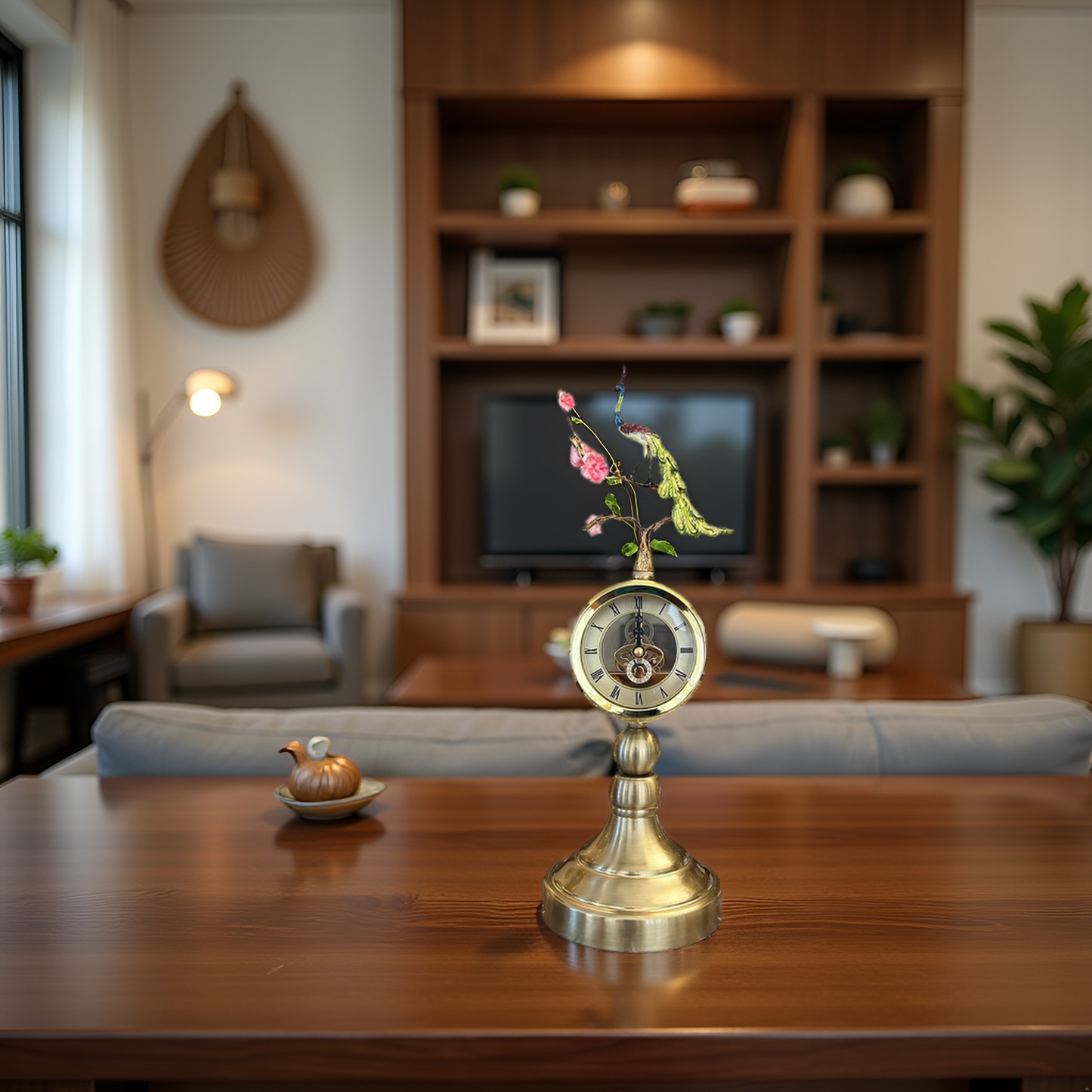 Decorative Table Clock with Floral Design