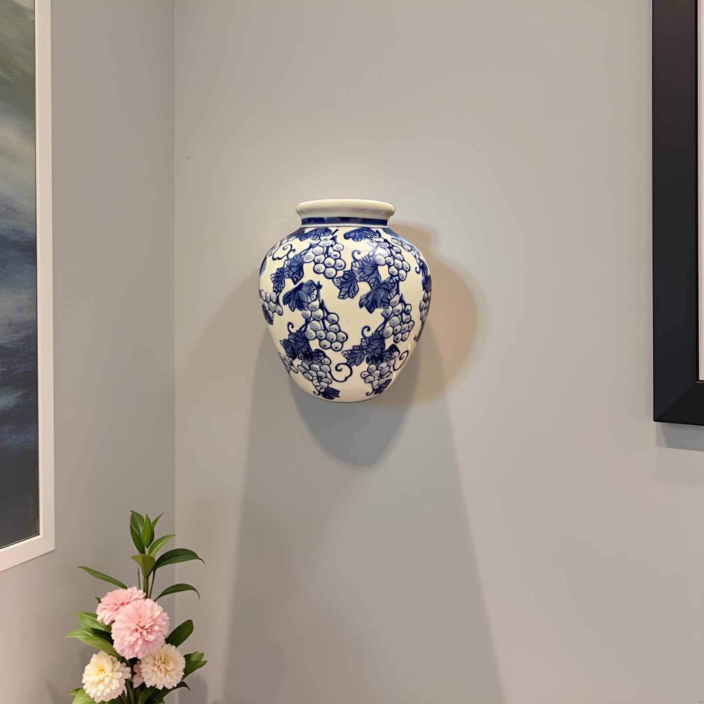 Oriental Blue & White Ceramic Wall Vase - Innovative Home Decor