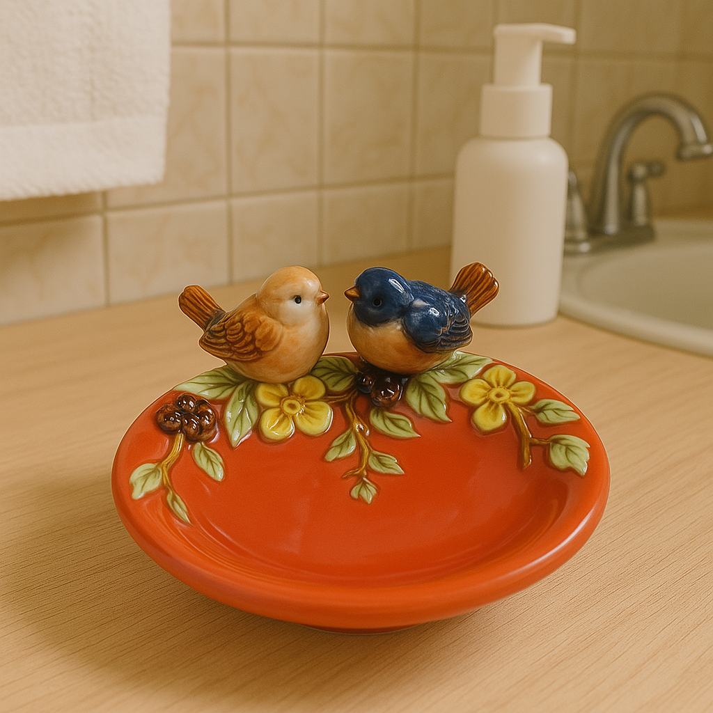Lovebirds on Bloom – Handcrafted Ceramic Decorative Dish