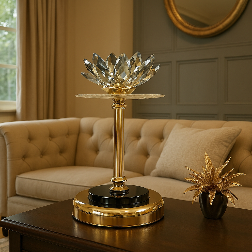 Luxurious Golden Crystal Lotus Decorative Article - Medium