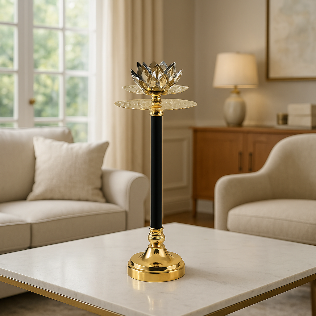 Luxurious Golden Crystal Lotus Decorative Article - Large